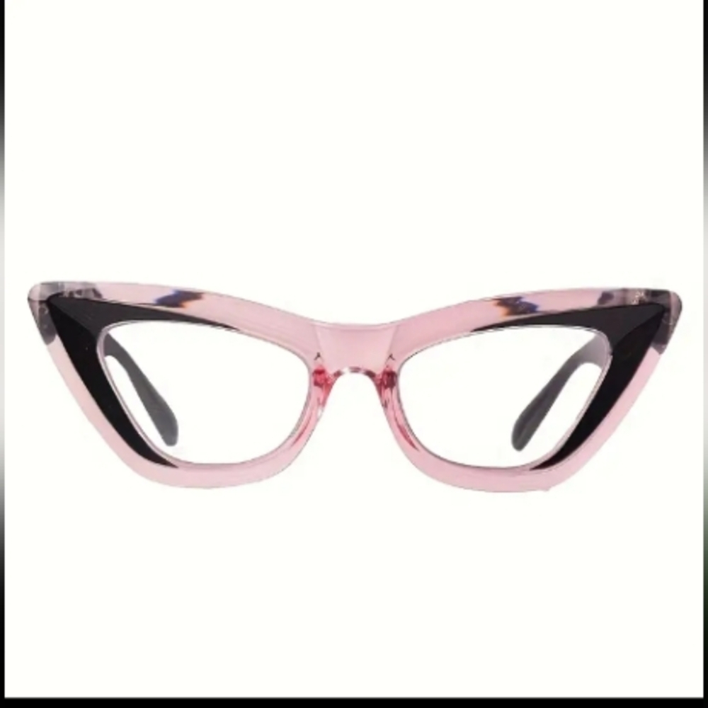 +2.50 Chic Pink and Black Cat-Eye Glasses Blue Light Blocking - Picture 4 of 5